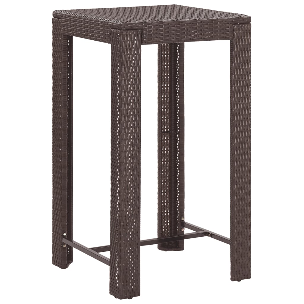 5-piece garden bar set with cushions, poly rattan, brown
