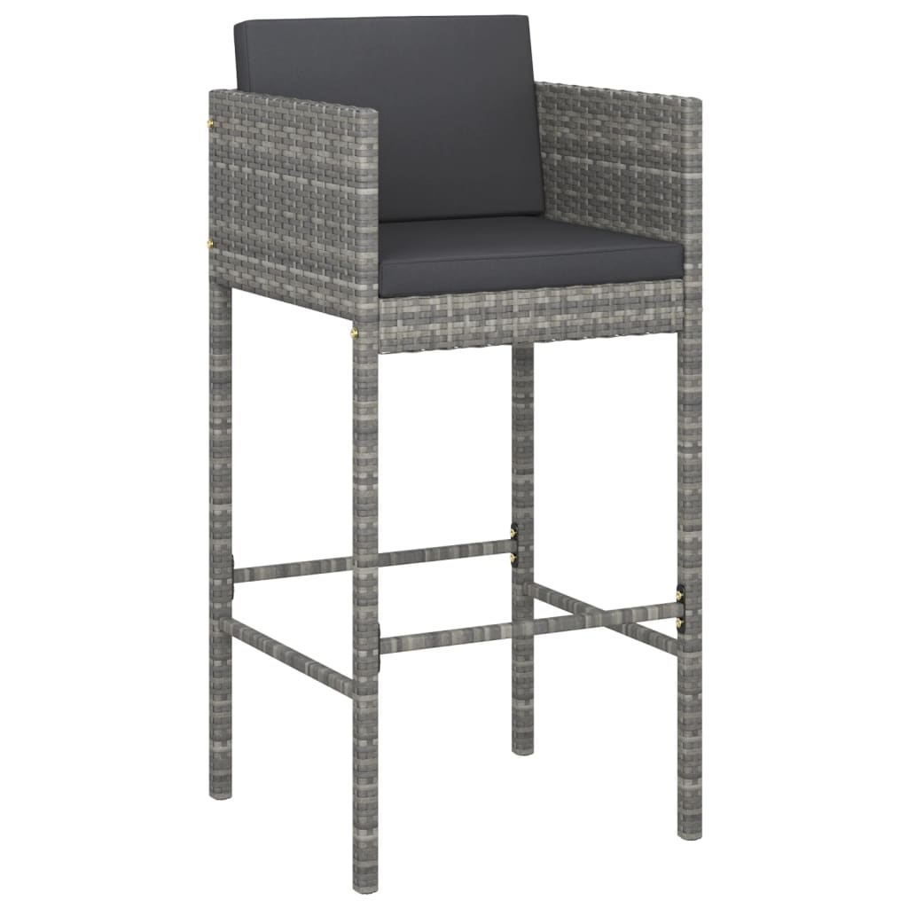 5-piece garden bar set with cushions, poly rattan, grey
