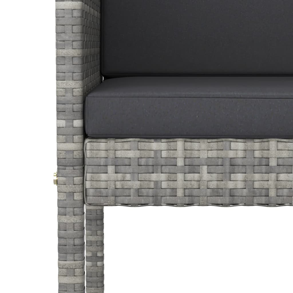 5-piece garden bar set with cushions, poly rattan, grey
