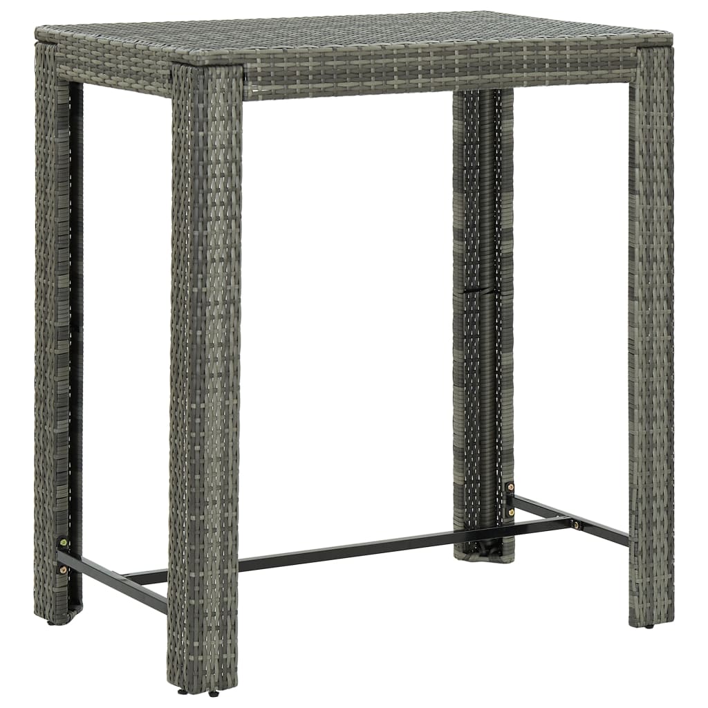 5-piece garden bar set with cushions, poly rattan, grey
