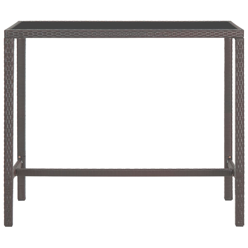 5-piece garden bar set with cushions, poly rattan, brown