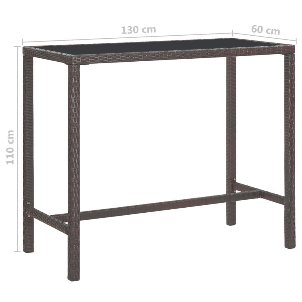 5-piece garden bar set with cushions, poly rattan, brown