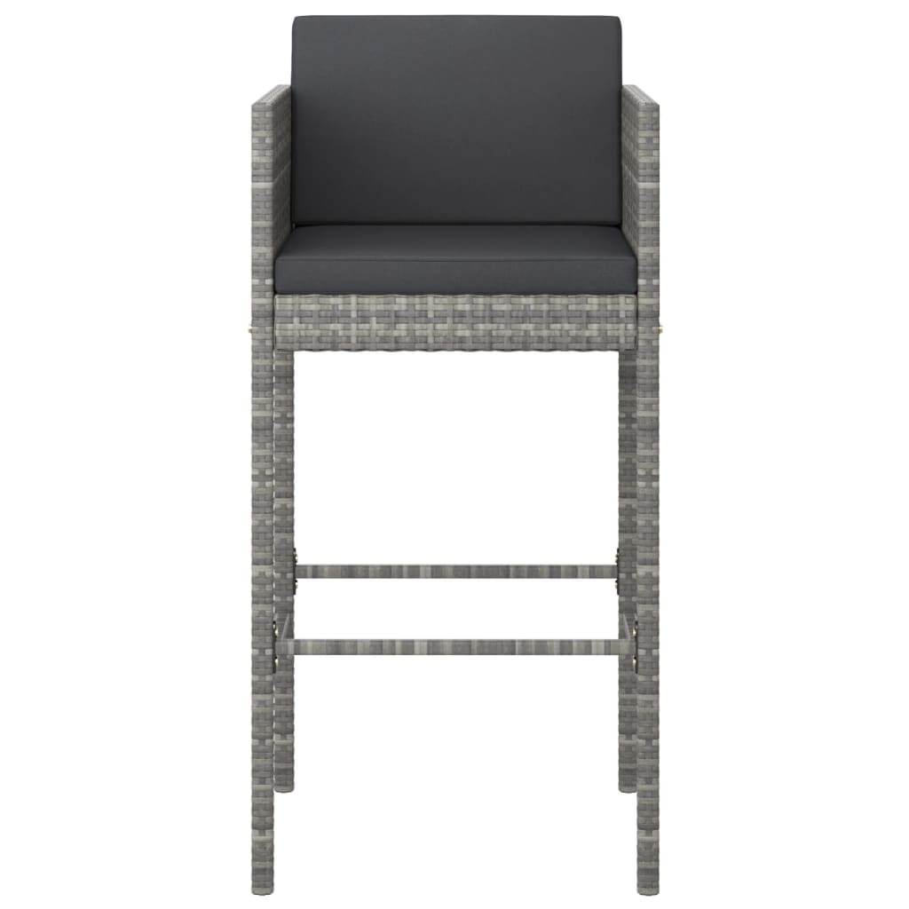 5-piece garden bar set with cushions, poly rattan, grey