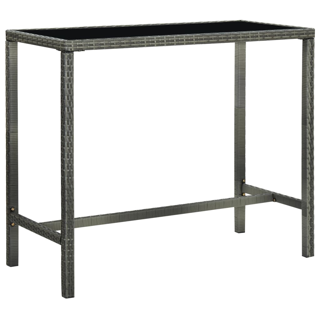 5-piece garden bar set with cushions, poly rattan, grey