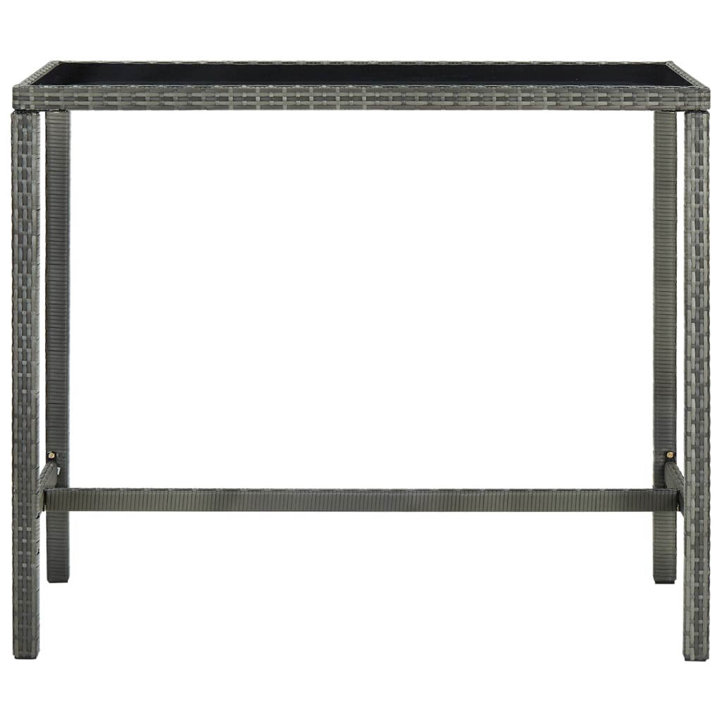 5-piece garden bar set with cushions, poly rattan, grey
