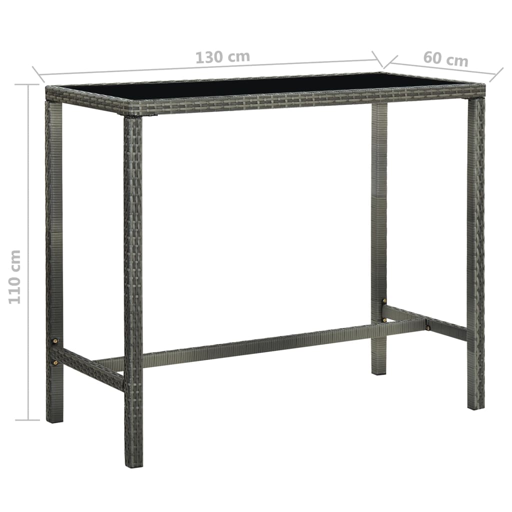 5-piece garden bar set with cushions, poly rattan, grey