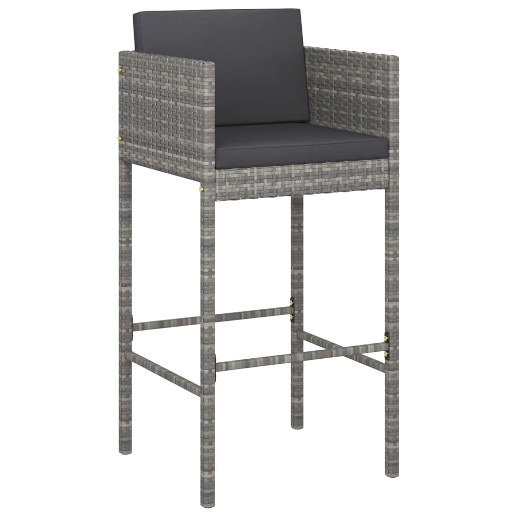 5-piece garden bar set with cushions, poly rattan, grey