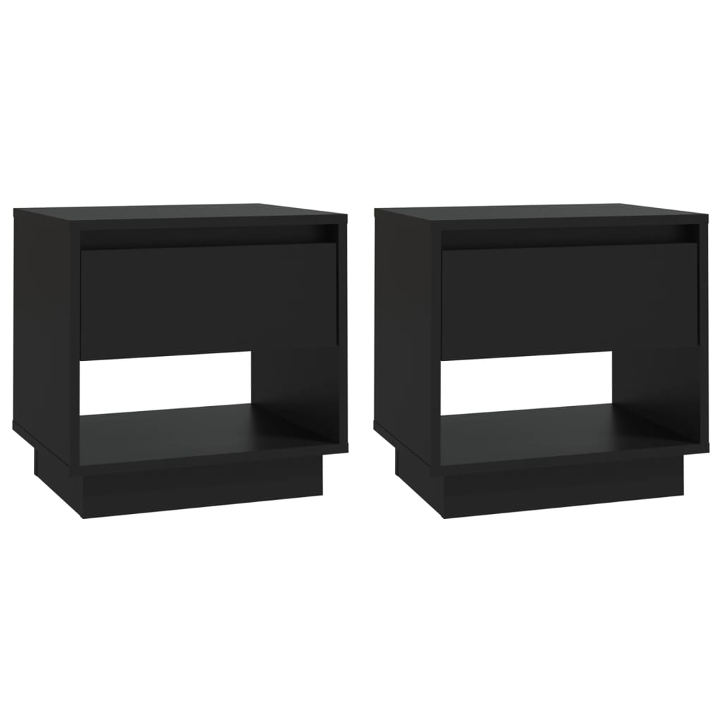 Tables de chevet, lot de 2, noires, 45 x 34 x 44 cm, en bois