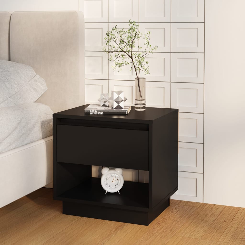 Tables de chevet, lot de 2, noires, 45 x 34 x 44 cm, en bois