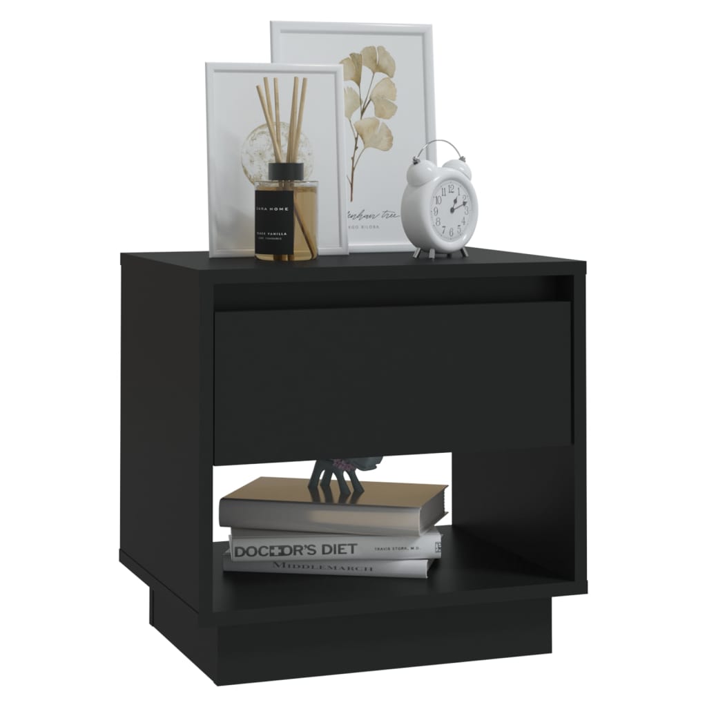 Tables de chevet, lot de 2, noires, 45 x 34 x 44 cm, en bois