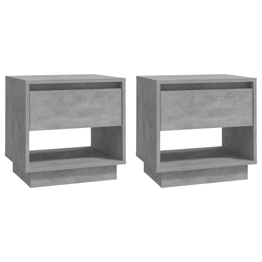 Bedside tables 2 pcs. Concrete grey 45x34x44 cm wood material