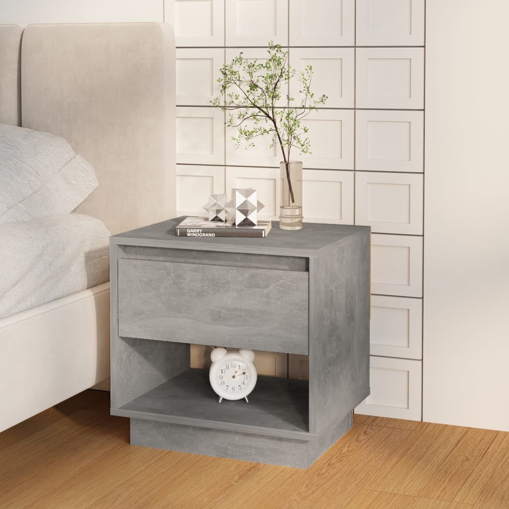 Bedside tables 2 pcs. Concrete grey 45x34x44 cm wood material