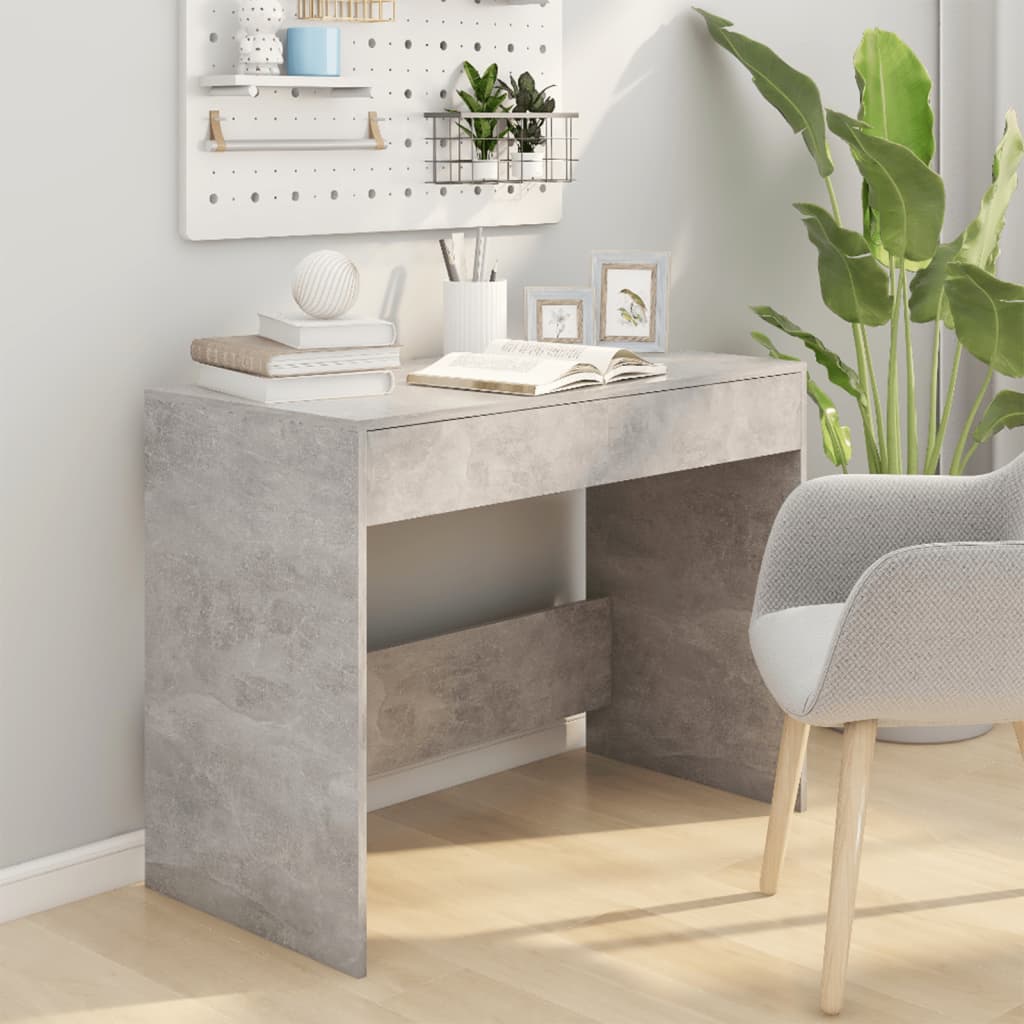 Desk Concrete Grey 101x50x76.5 cm Wood Material