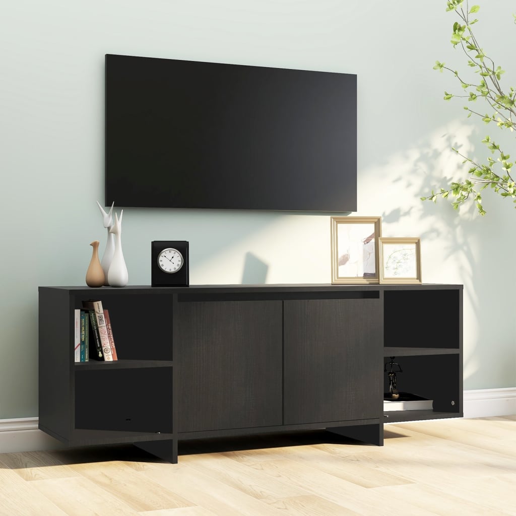 Meuble TV noir 130x35x50 cm en bois