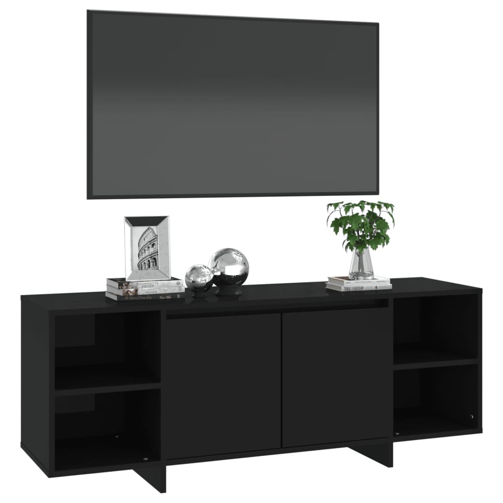 Meuble TV noir 130x35x50 cm en bois