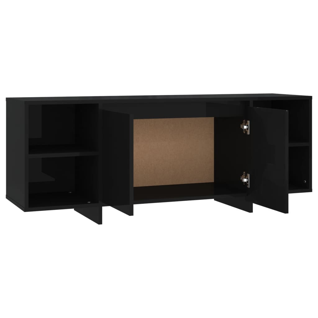 Meuble TV noir 130x35x50 cm en bois