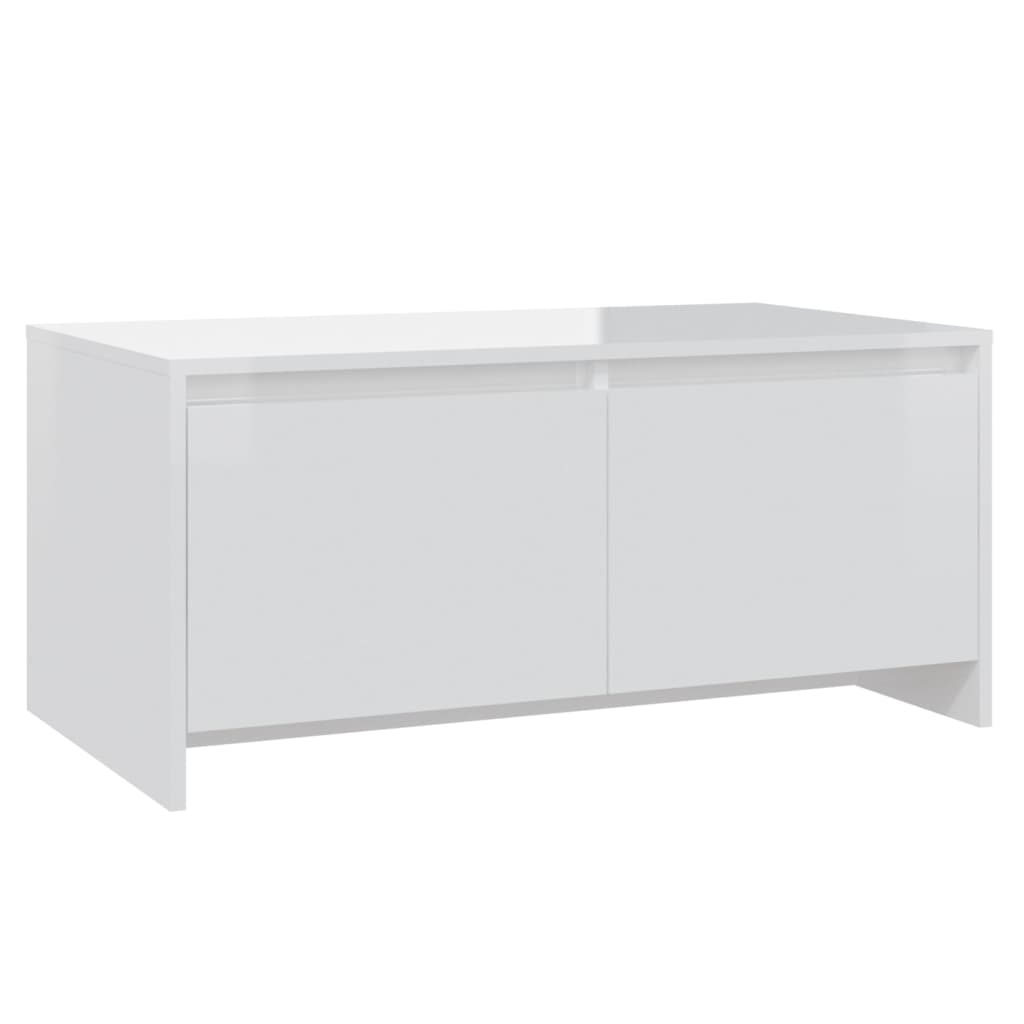 Table basse blanc brillant 90x50x41,5 cm en bois
