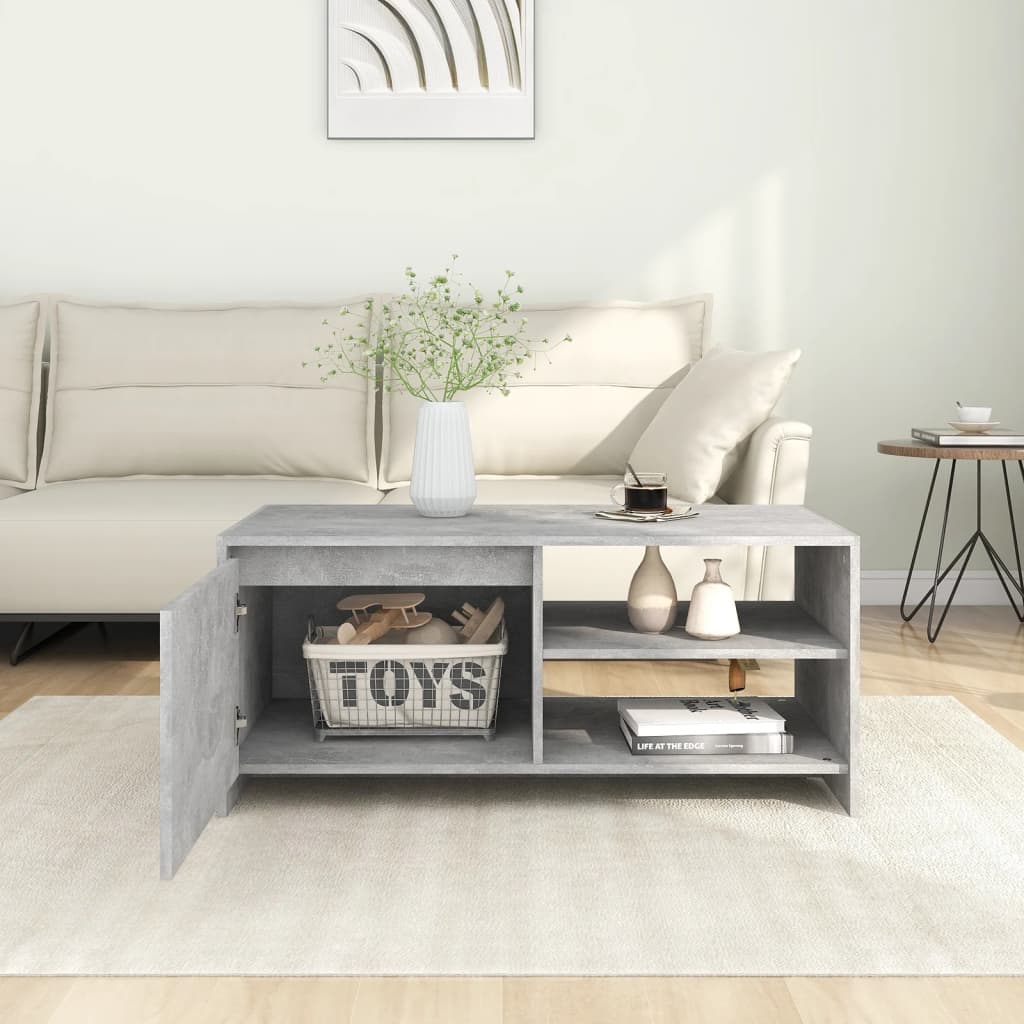 Table basse gris béton 102x50x45 cm en bois