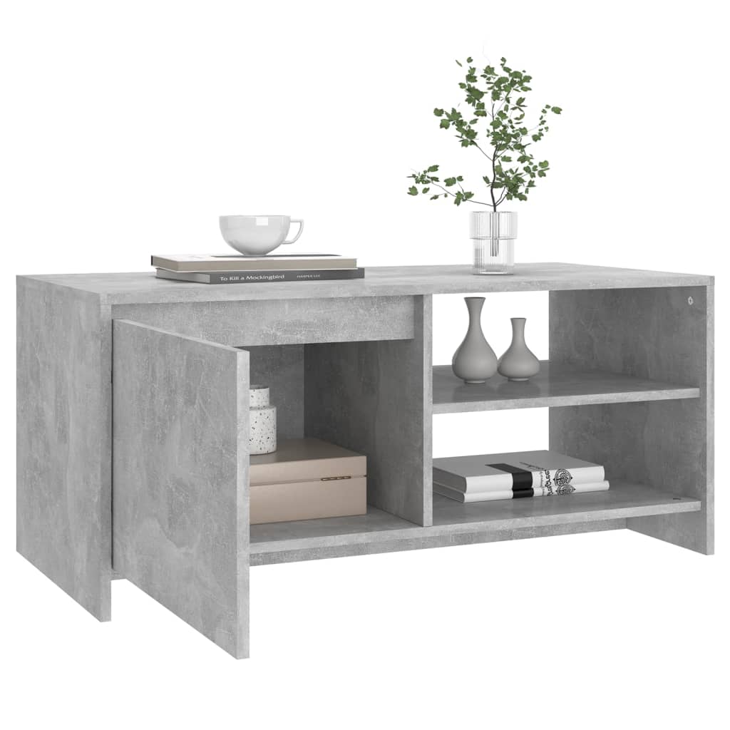 Table basse gris béton 102x50x45 cm en bois