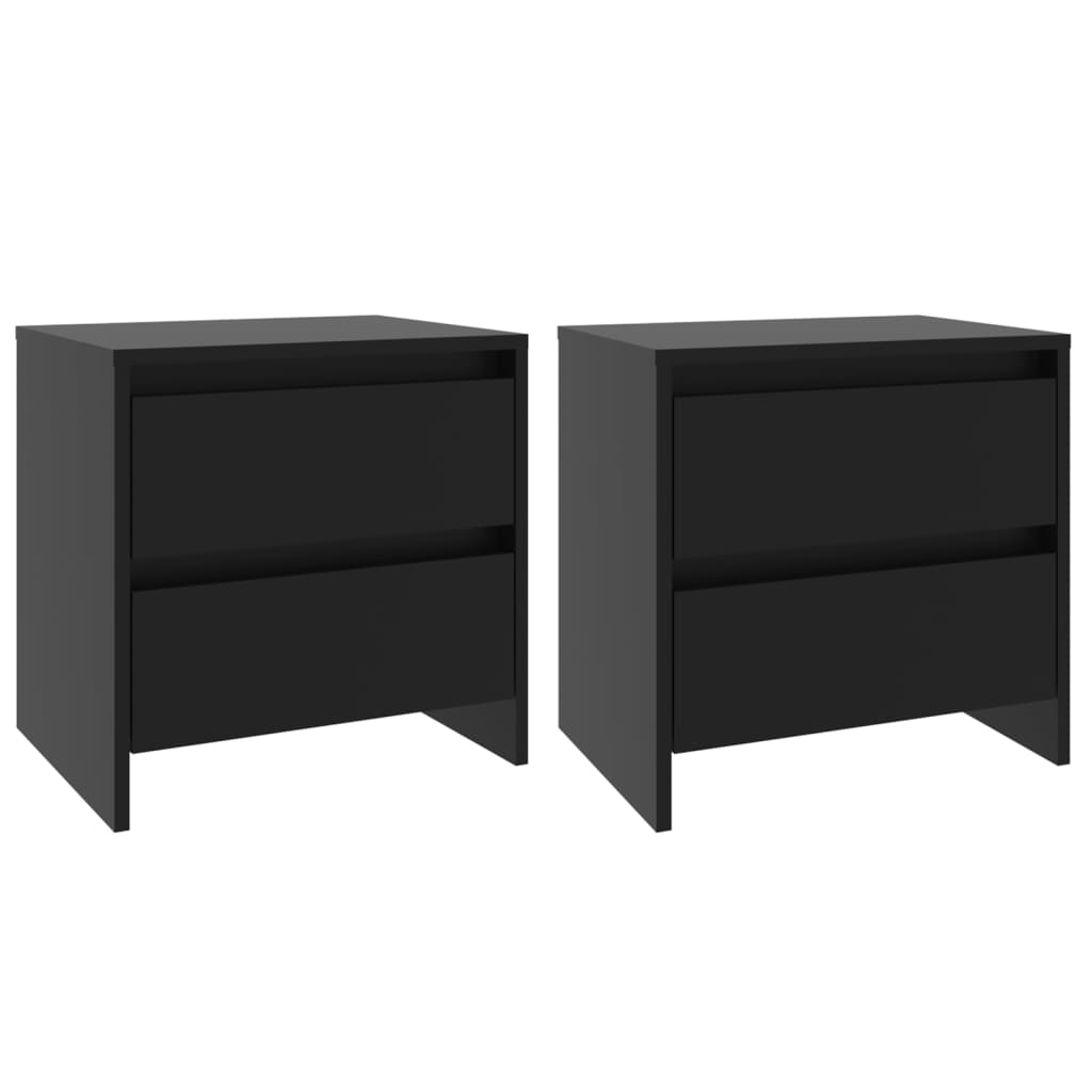 Tables de chevet, lot de 2, noires, 45 x 34,5 x 44,5 cm, en bois