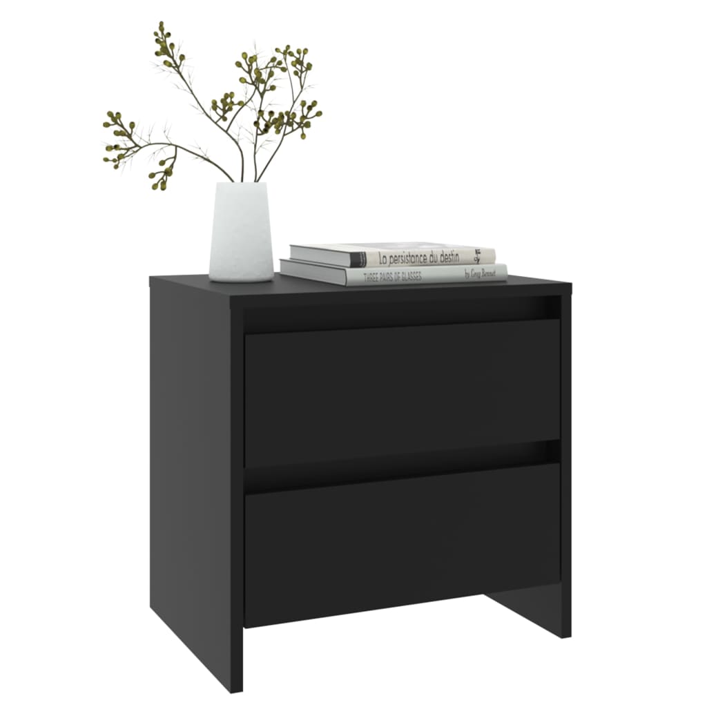 Tables de chevet, lot de 2, noires, 45 x 34,5 x 44,5 cm, en bois
