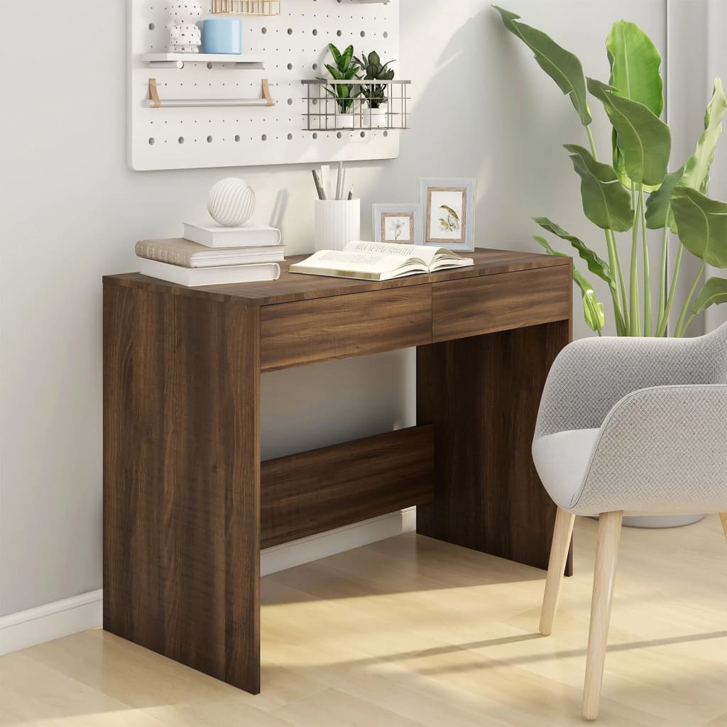 Desk Brown Oak Look 101x50x76.5 cm Wood Material