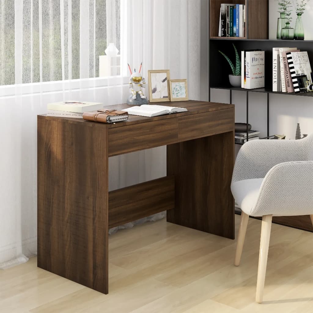 Desk Brown Oak Look 101x50x76.5 cm Wood Material