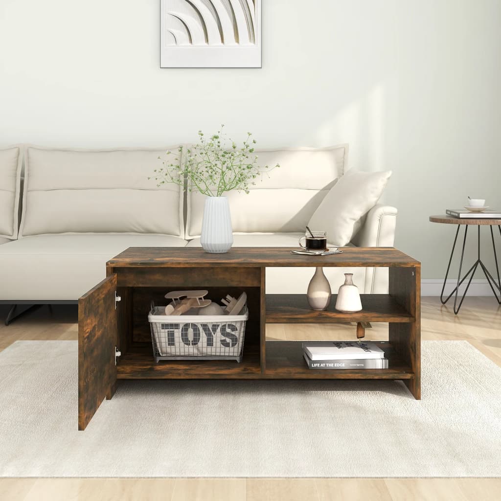 Coffee table smoked oak 102x50x45 cm wood material