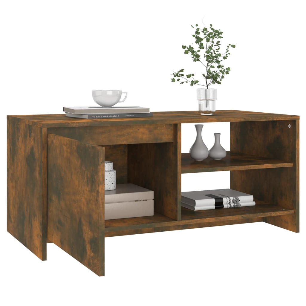 Coffee table smoked oak 102x50x45 cm wood material