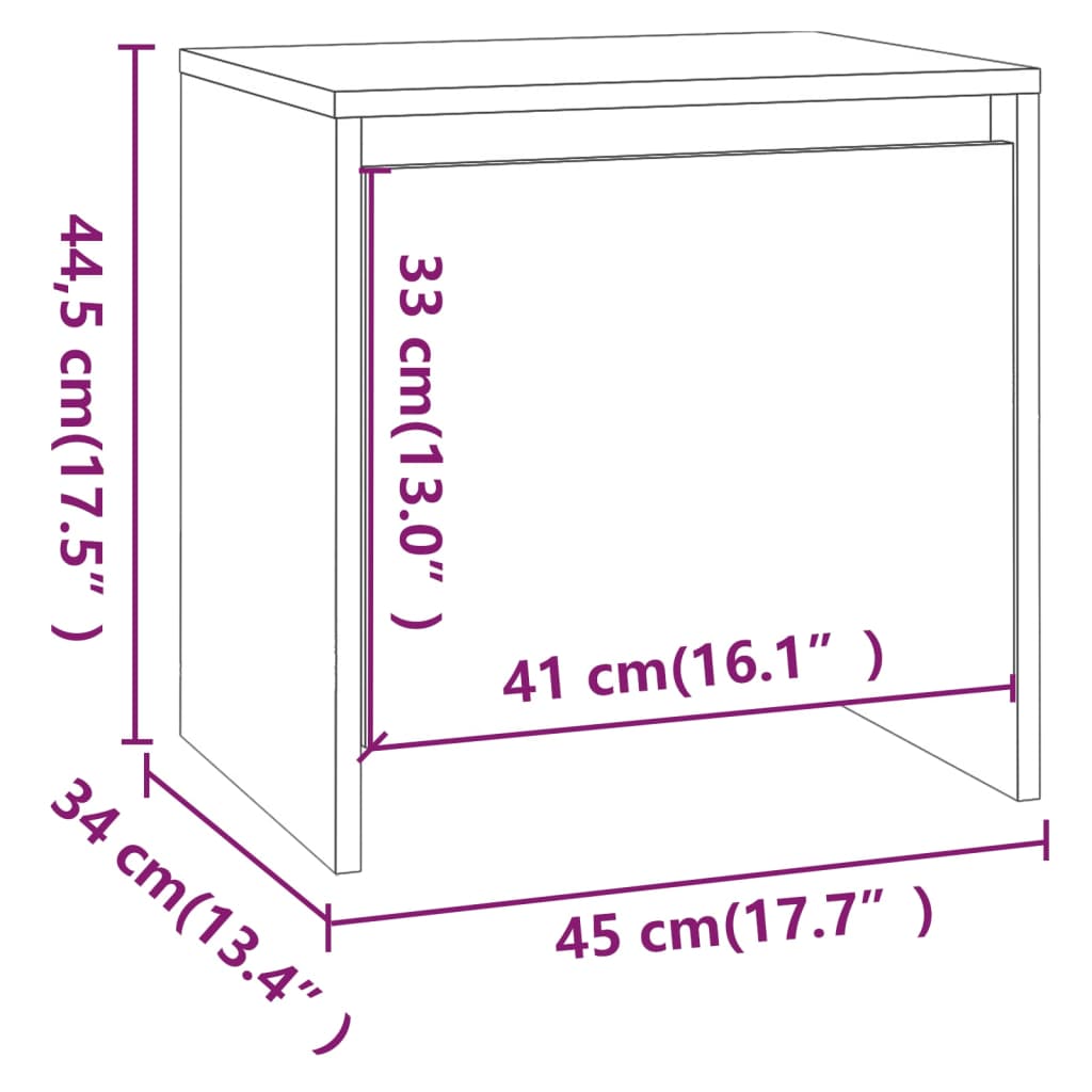 Tables de chevet 2 pcs. chêne fumé 45x34x44,5 cm matériau bois