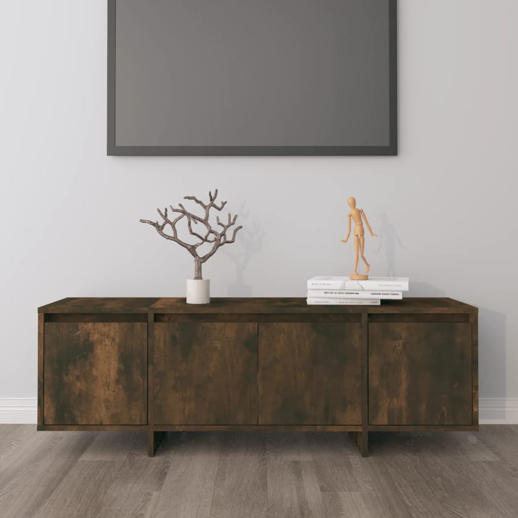 Meuble TV chêne fumé 120x30x40,5 cm matériau bois