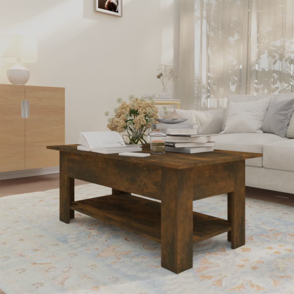 Coffee table smoked oak 102x55x42 cm wood material