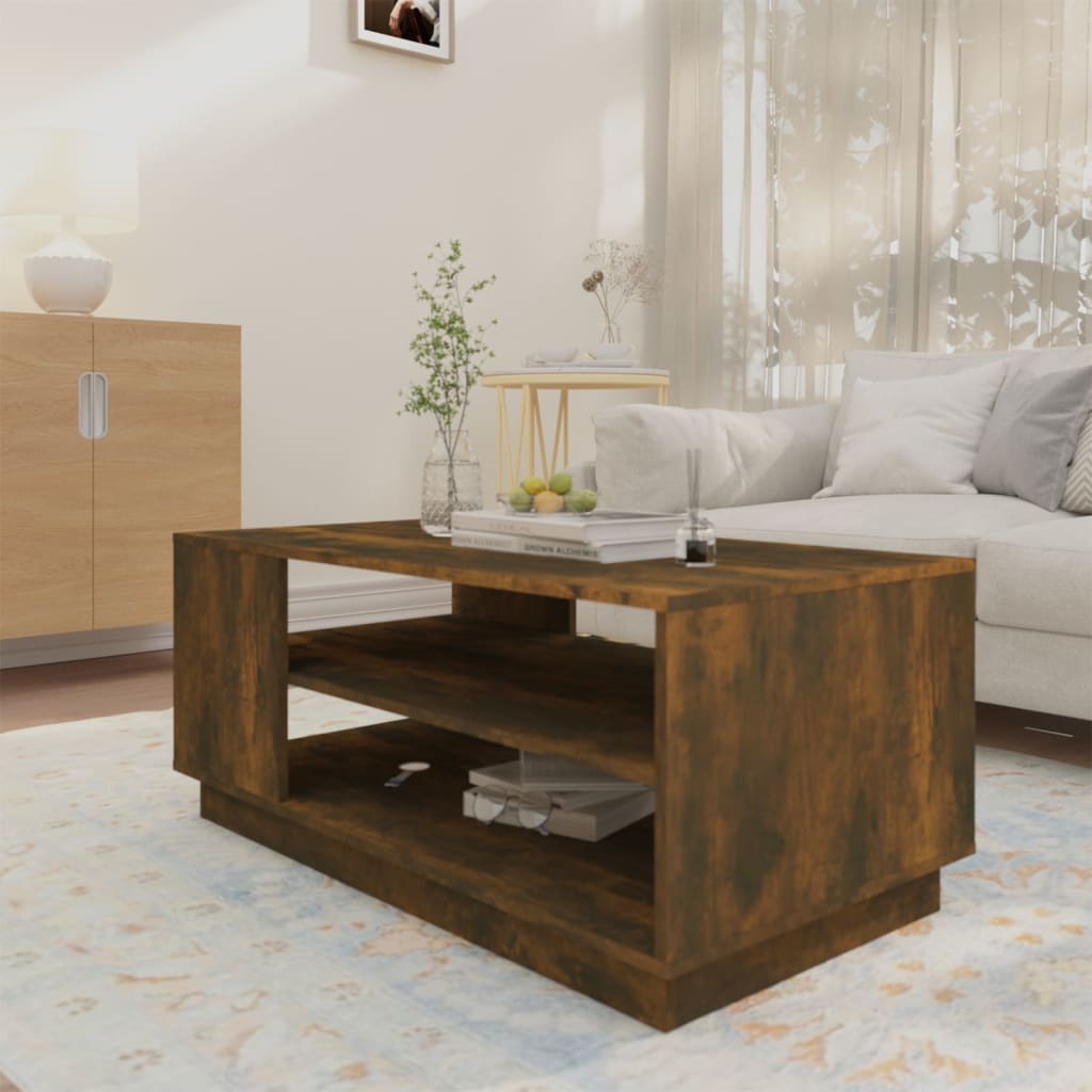 Coffee table smoked oak 102x55x43 cm wood material