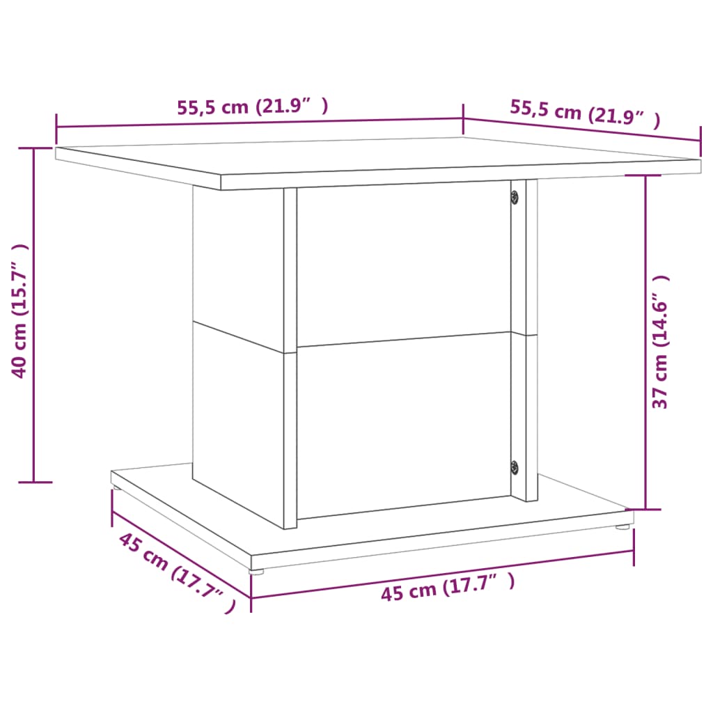 Coffee table smoked oak 55.5x55.5x40 cm wood material