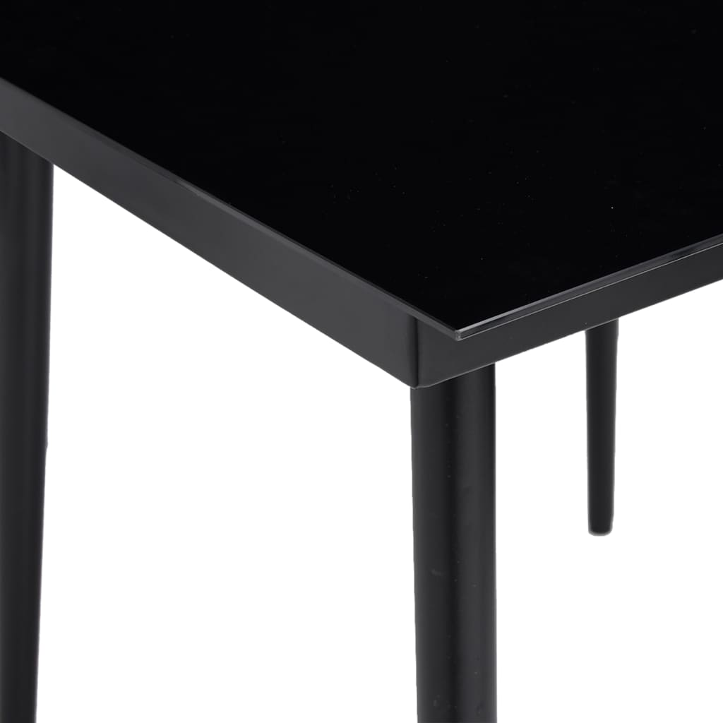 Garden dining table black 80x80x74 cm steel and glass
