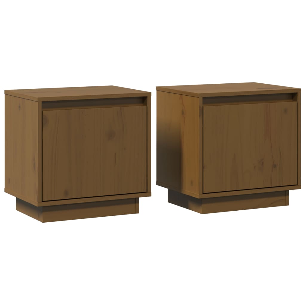 Tables de chevet 2 pcs. marron miel 40x30x40 cm en bois de pin massif