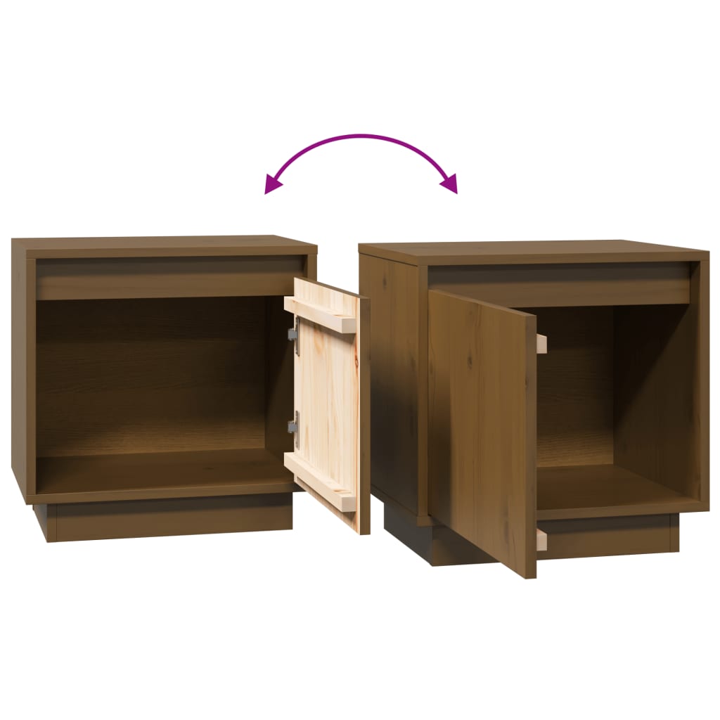Tables de chevet 2 pcs. marron miel 40x30x40 cm en bois de pin massif