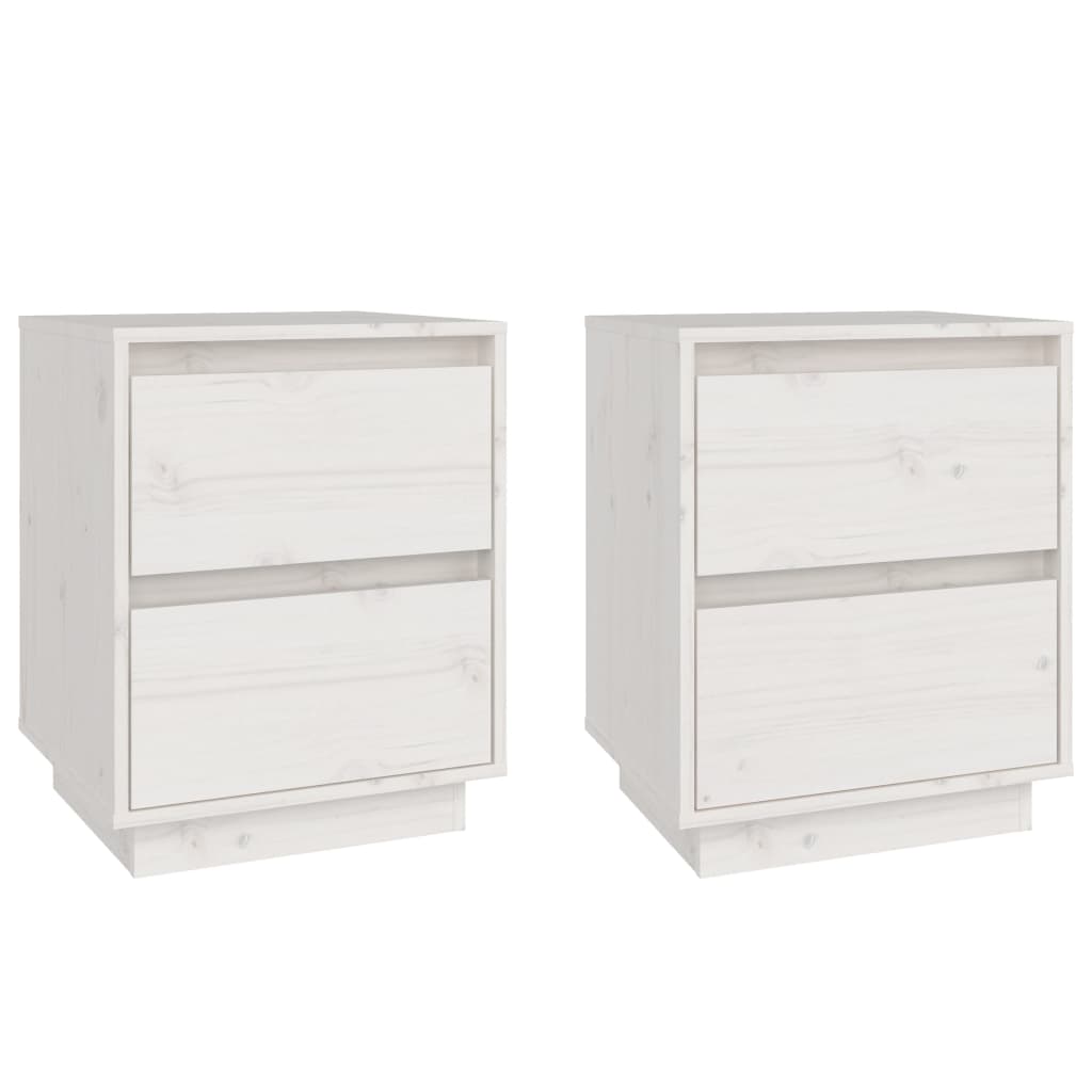 Bedside tables 2 pcs. White 40x35x50 cm solid pine wood