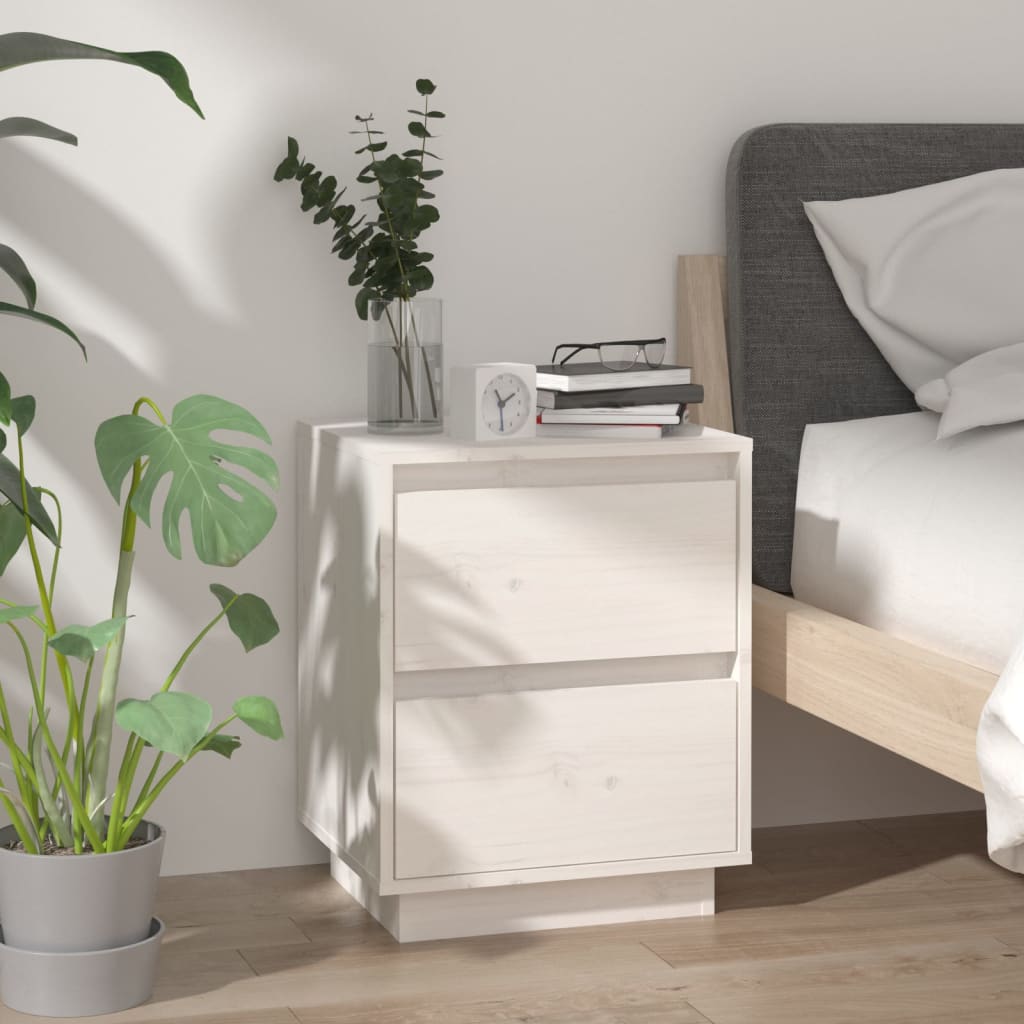Bedside tables 2 pcs. White 40x35x50 cm solid pine wood