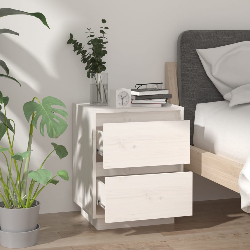 Bedside tables 2 pcs. White 40x35x50 cm solid pine wood