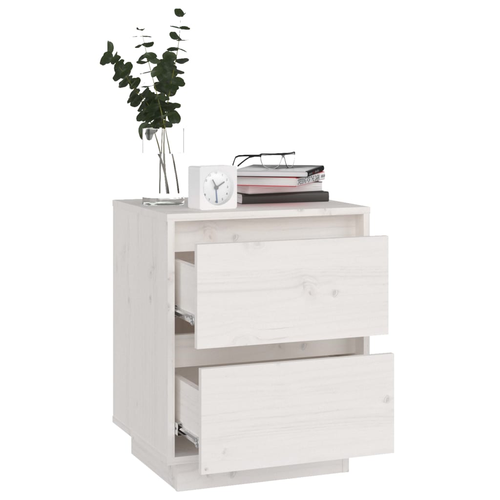 Bedside tables 2 pcs. White 40x35x50 cm solid pine wood