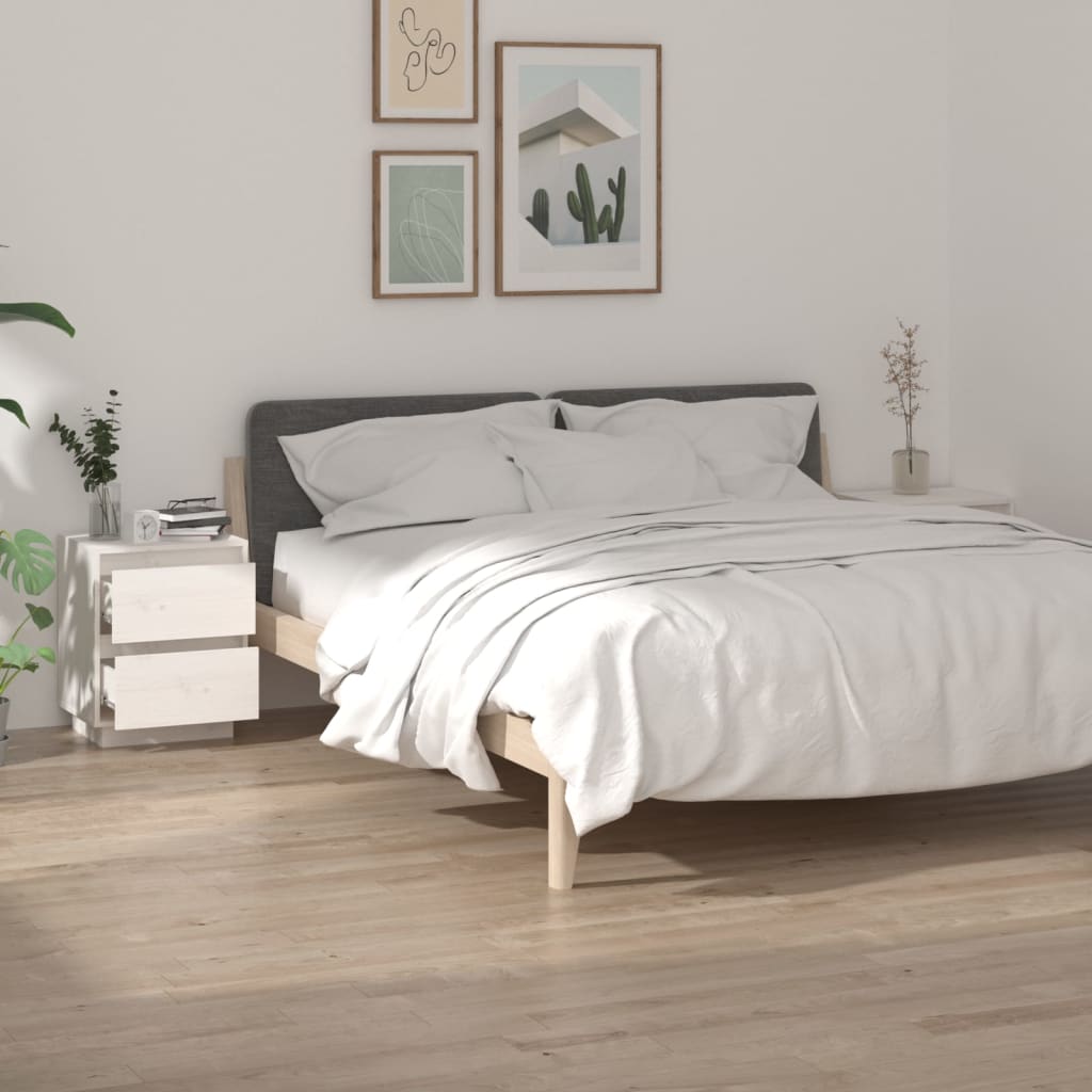 Bedside tables 2 pcs. White 40x35x50 cm solid pine wood
