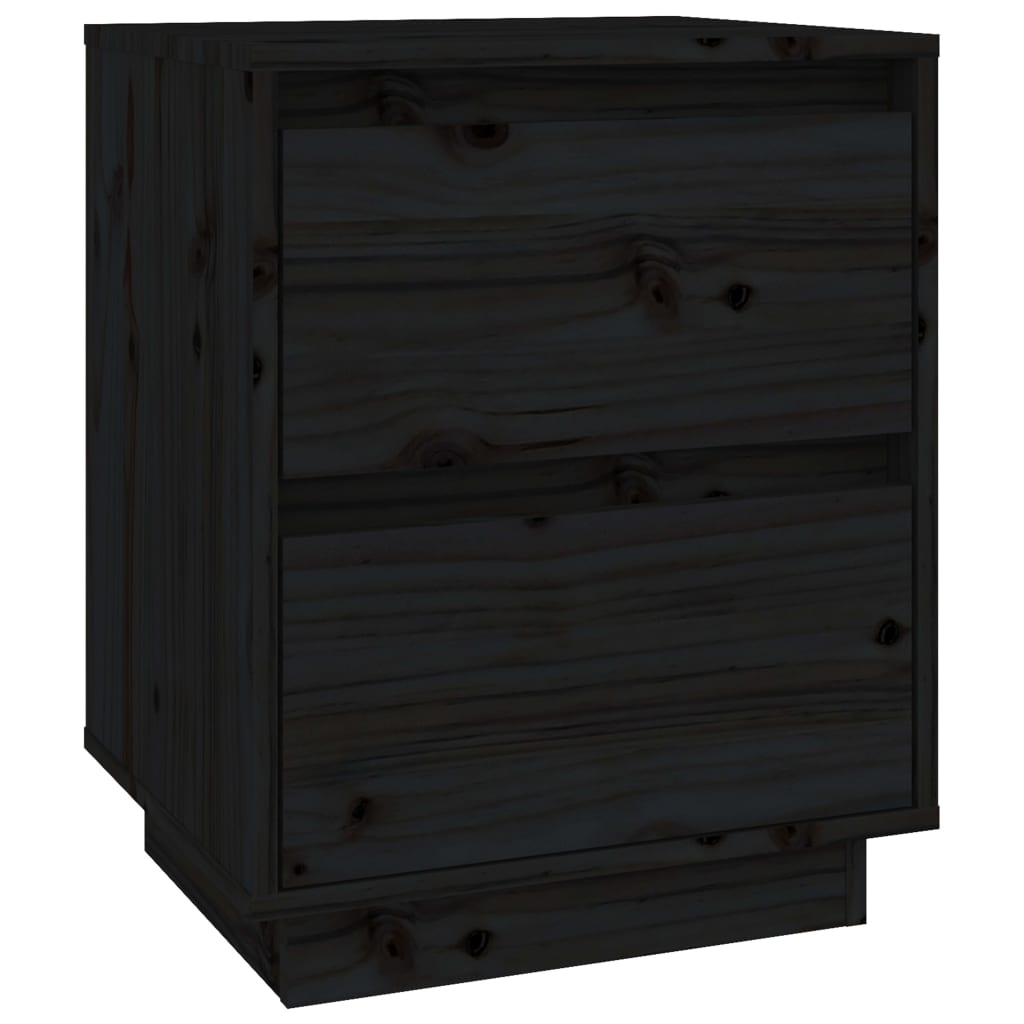 Tables de chevet 2 pcs. Noir 40x35x50 cm en bois de pin massif