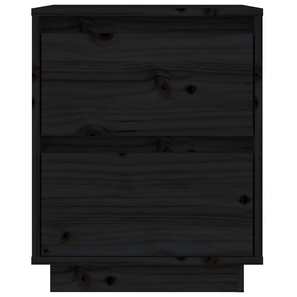 Tables de chevet 2 pcs. Noir 40x35x50 cm en bois de pin massif