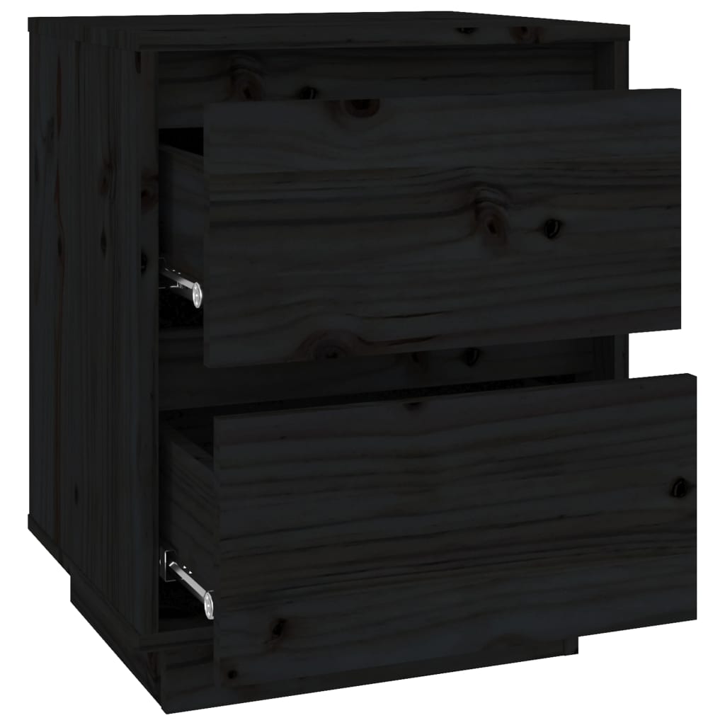 Tables de chevet 2 pcs. Noir 40x35x50 cm en bois de pin massif