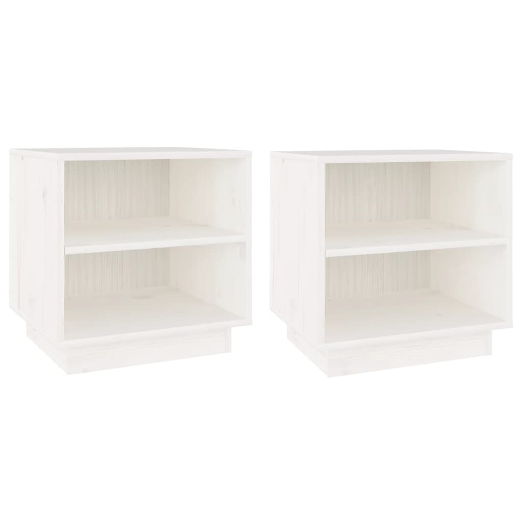Bedside tables 2 pcs. White 40x34x40 cm solid pine wood
