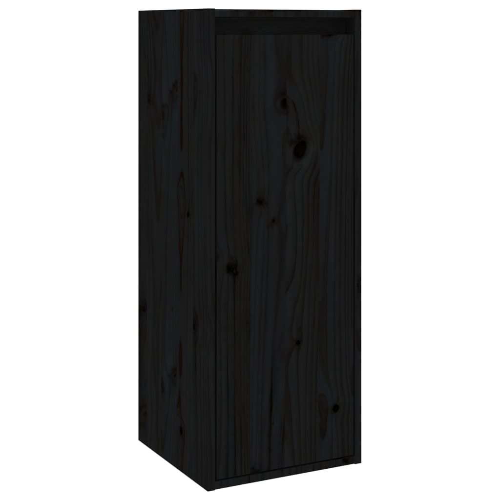 Wall Cabinet Black 30x30x80 cm Solid Pine