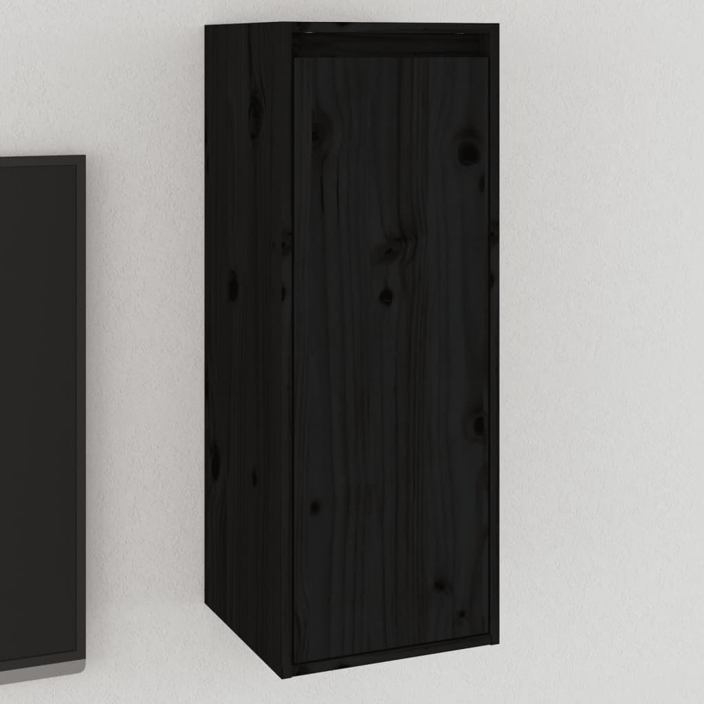 Wall Cabinet Black 30x30x80 cm Solid Pine