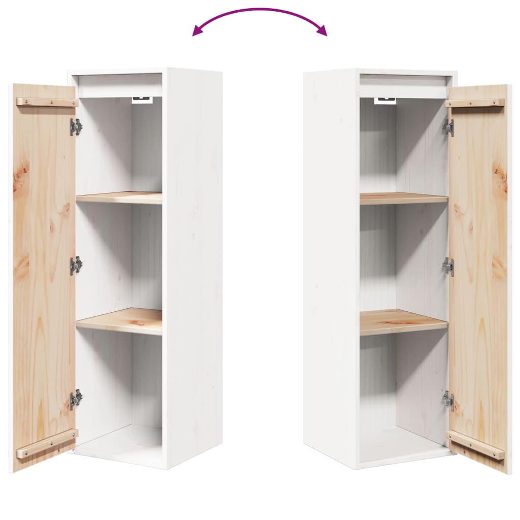 Wall Cabinet White 30x30x100 cm Solid Pine