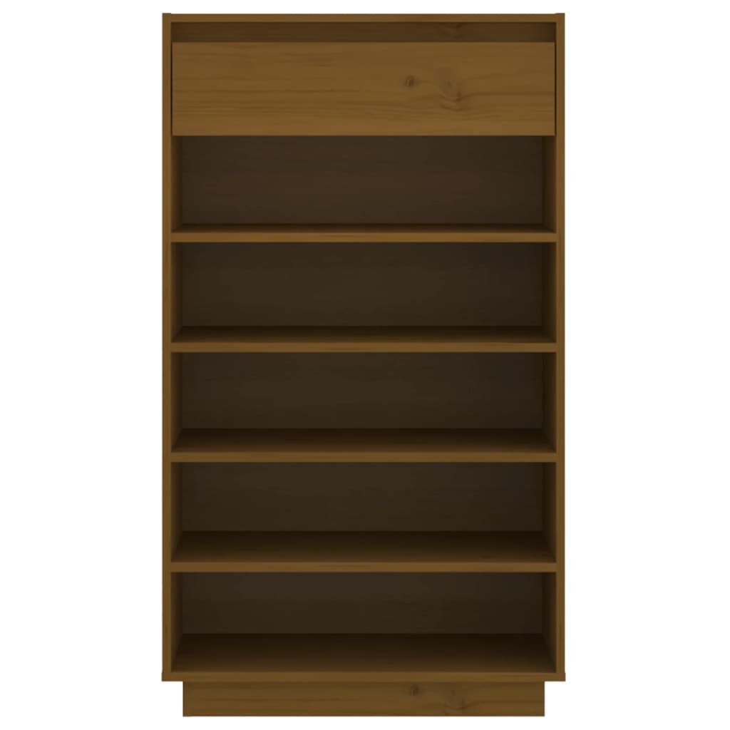 Étagère à chaussures marron miel 60x34x105 cm en bois de pin massif